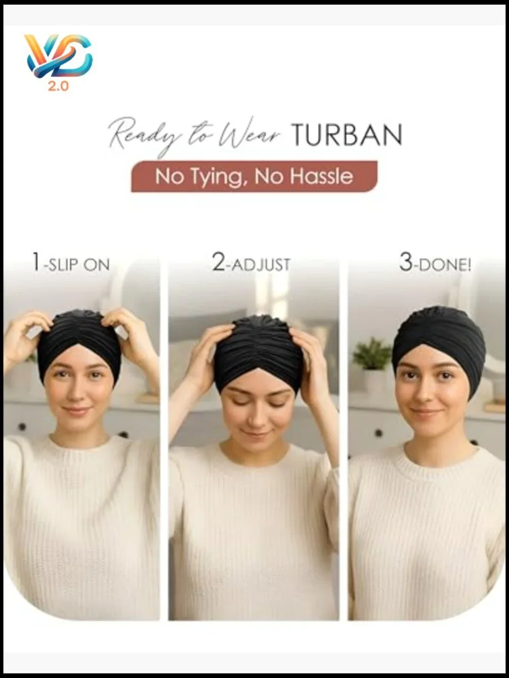 Soft Turban Beanie for Hair Loss, Breathable Chemo Hat, Adjustable Headwrap